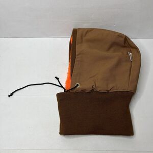 Vintage Brassada Orange Faux Fur  Lined Brown Canvas Duck Hood Hat